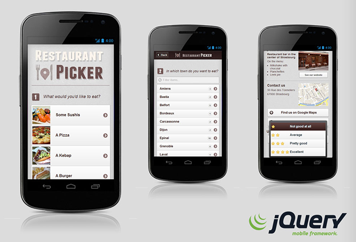 jQuery Mobile Restaurant Picker mini app