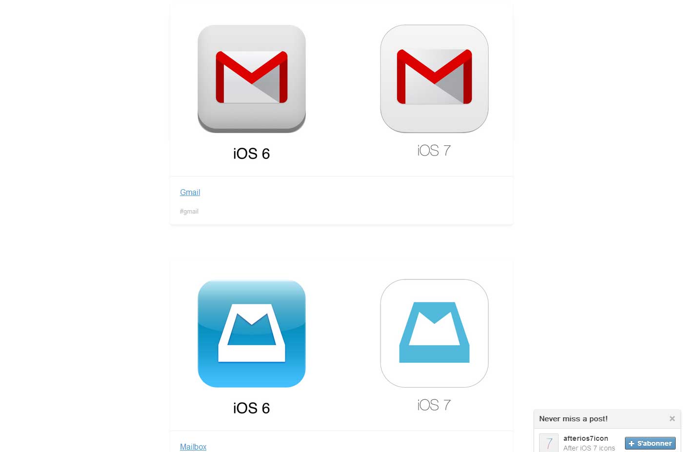 Showcase of iOS 6 apps icon redesigned for iOS 7 