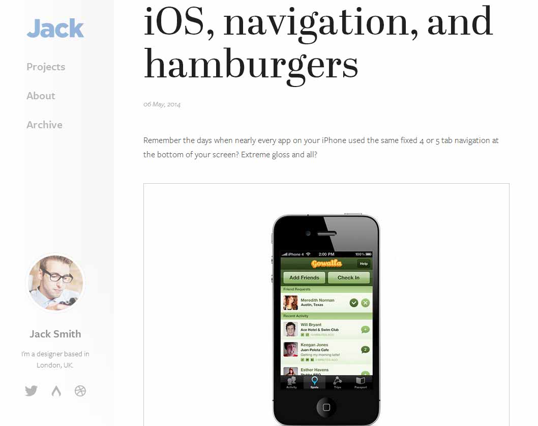 iOS, navigation, and hamburgers