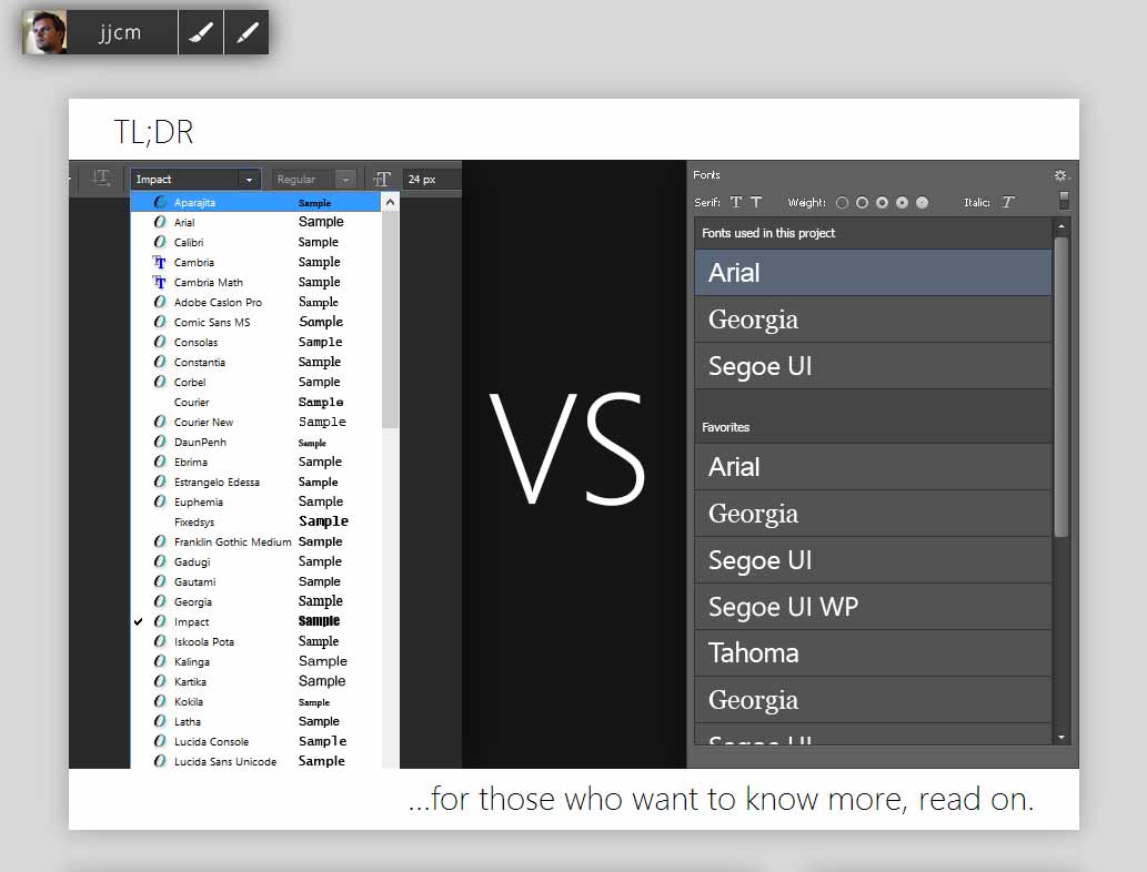  redesign Photoshop's font panel