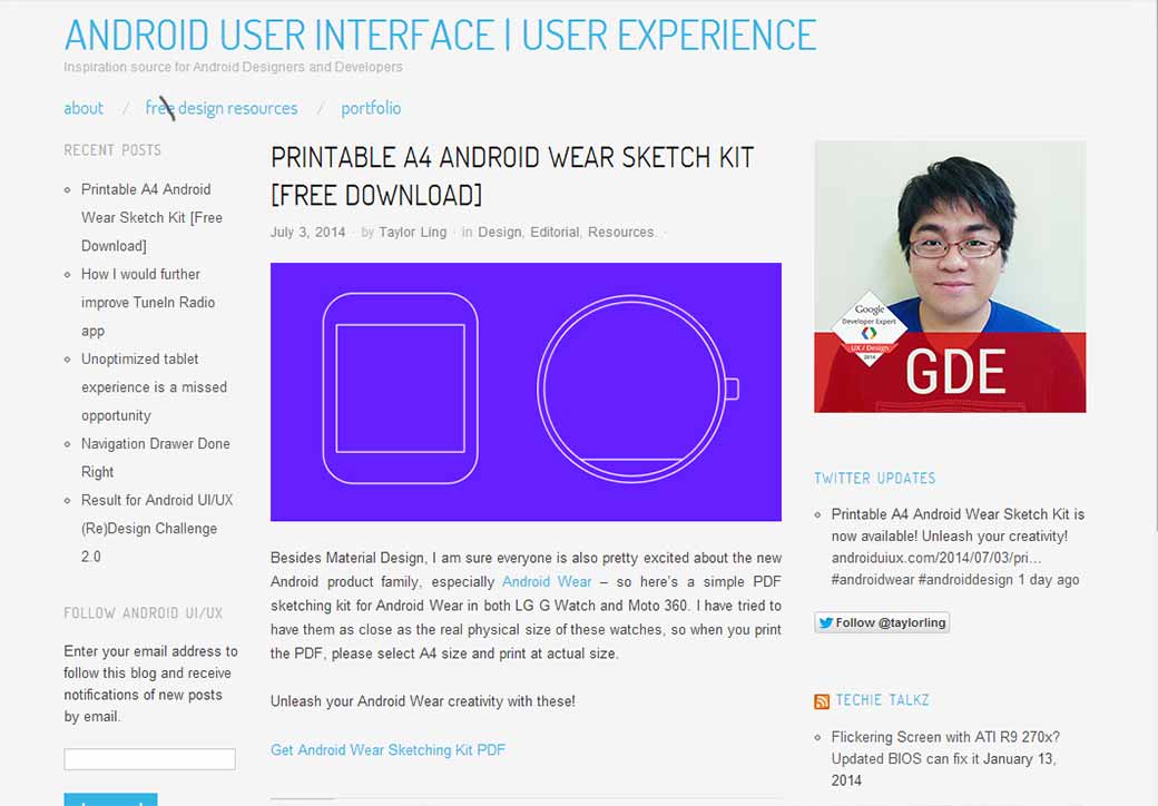 Printable A4 Android Wear for sketching