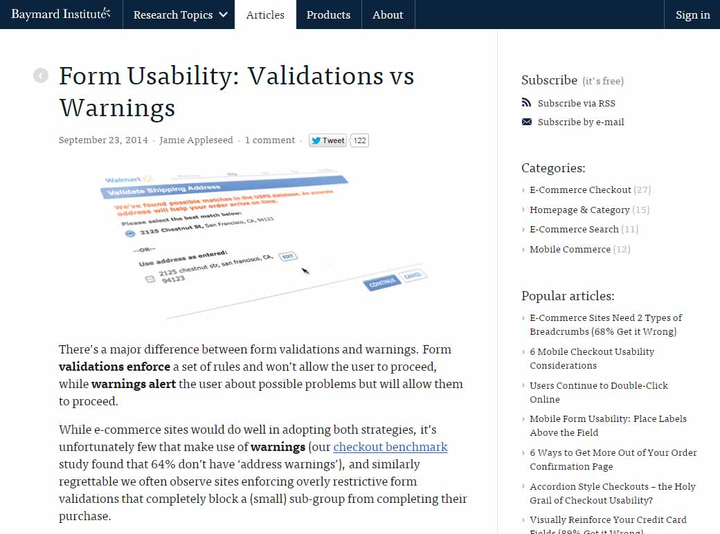 Form Usability: Validations vs Warning