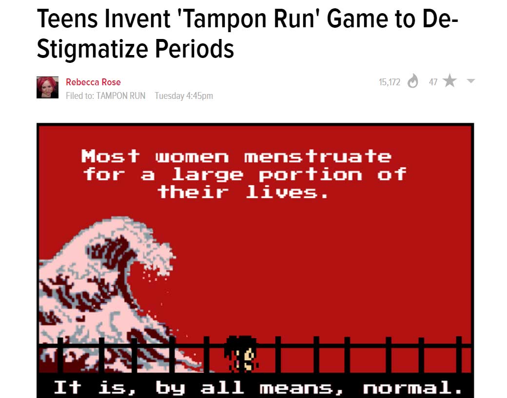 Teens Invent 'Tampon Run' Game to De-Stigmatize Periods