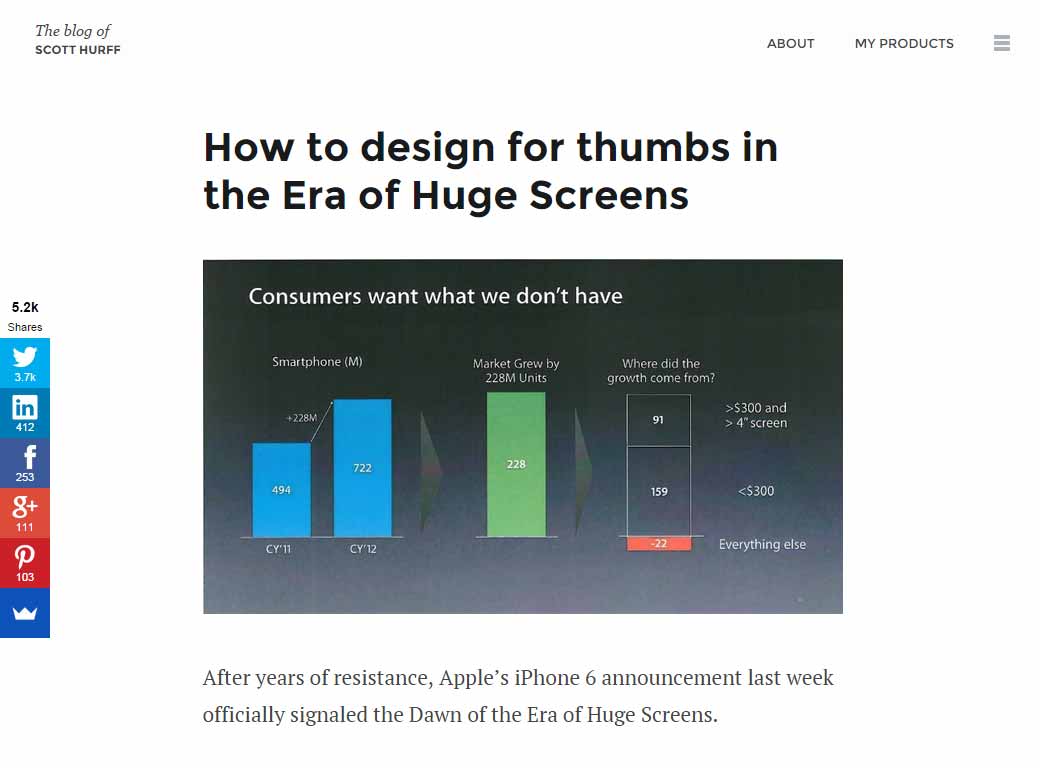 How to design for thumbs in the Era of Huge Screens
