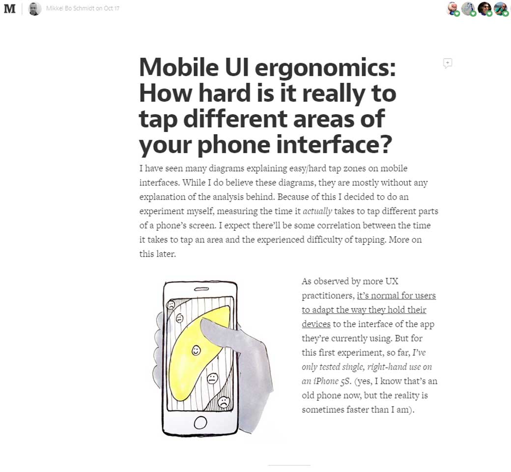 Mobile UI ergonomics: How hard is it really to tap different areas of your phone interface? 