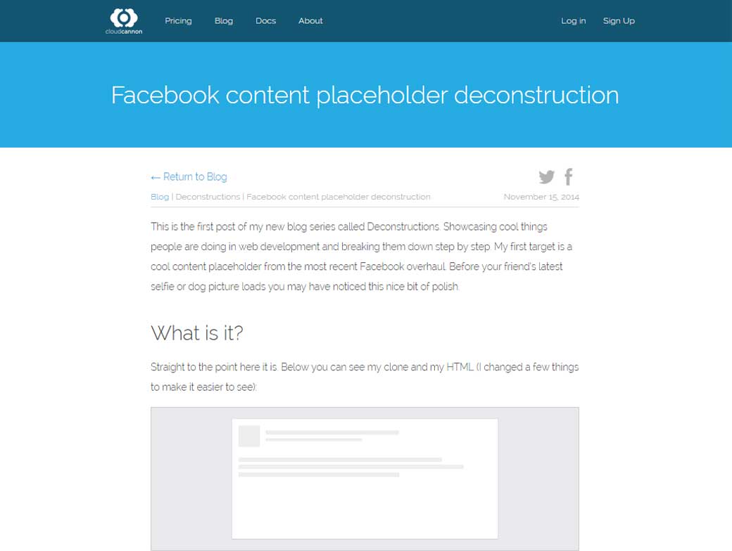 Facebook content placeholder deconstruction