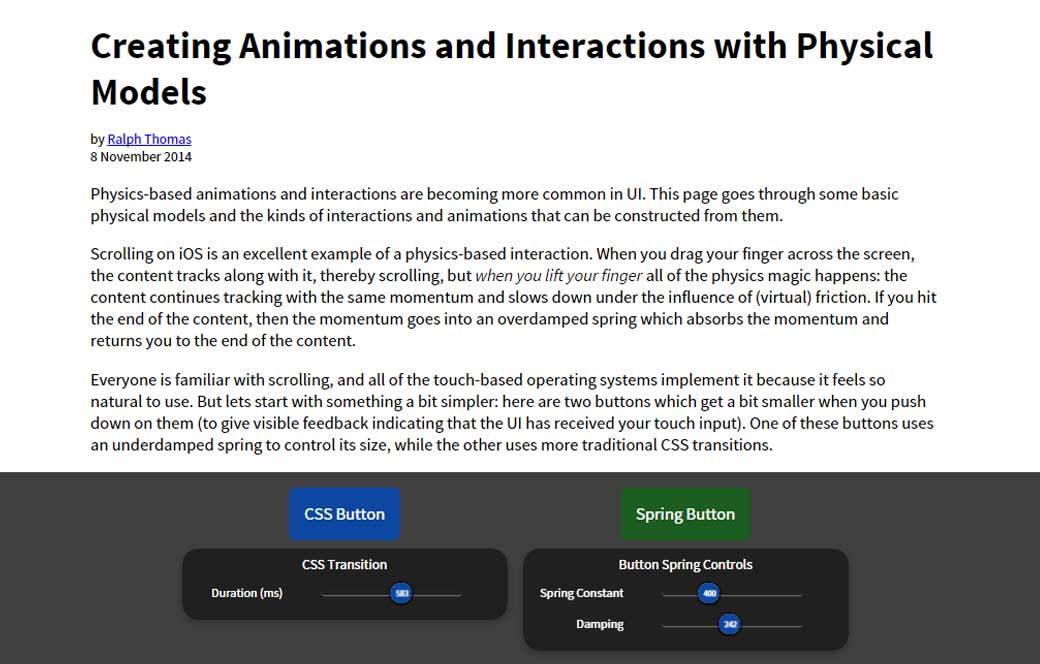 Creating Animations and Interactions with Physical Models