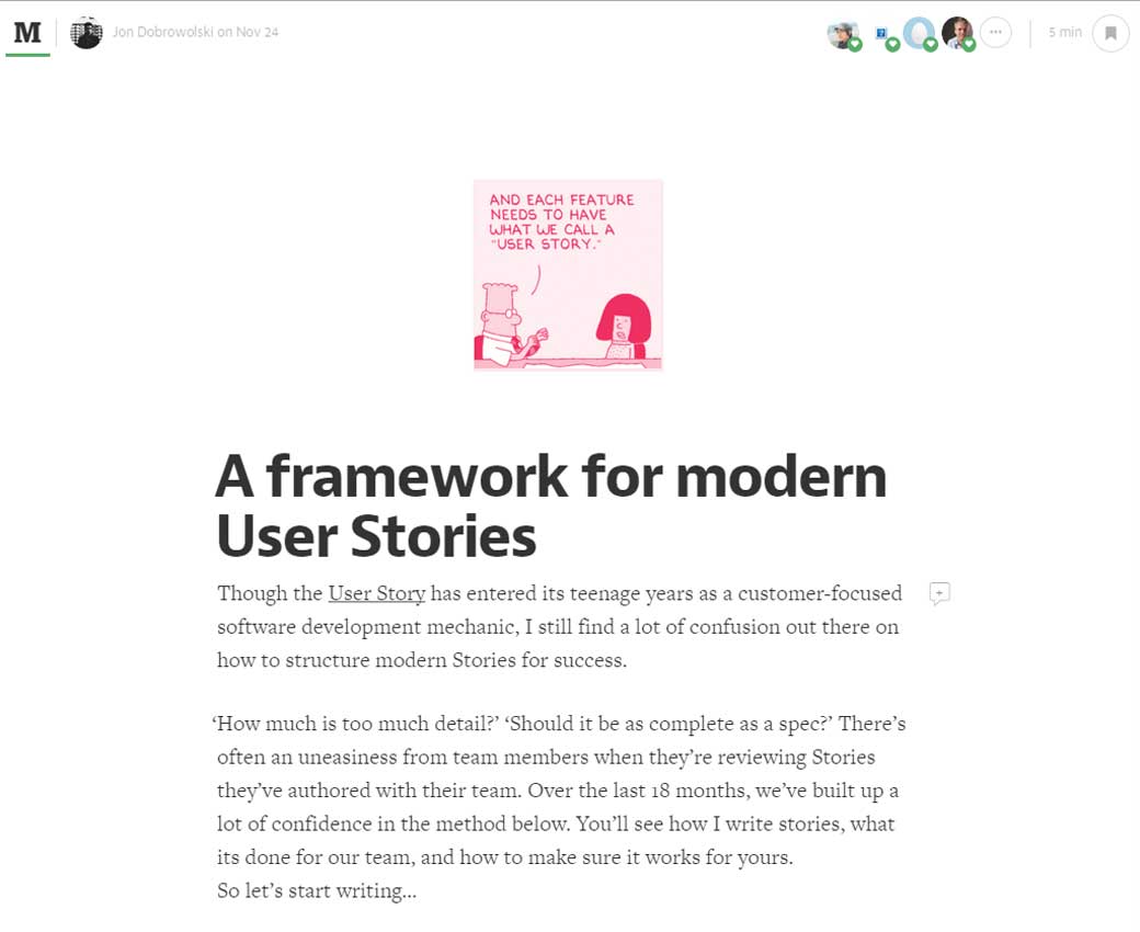 A framework for modern User Stories