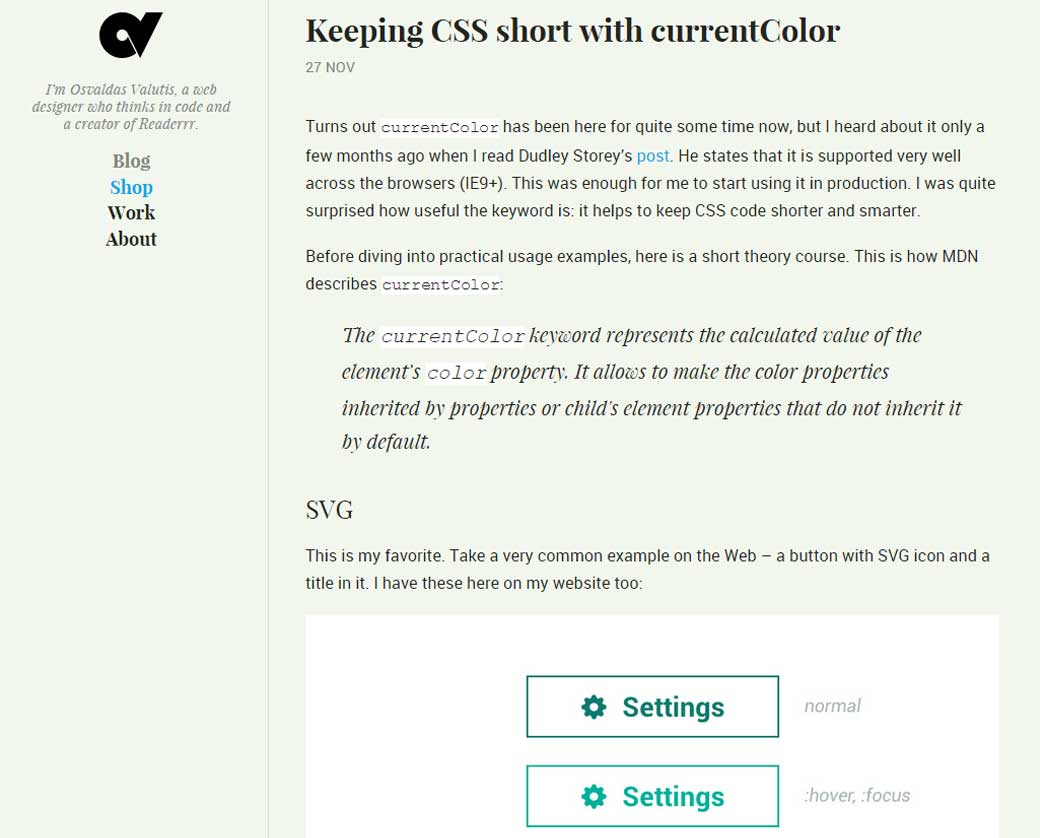Keeping CSS short with currentColor