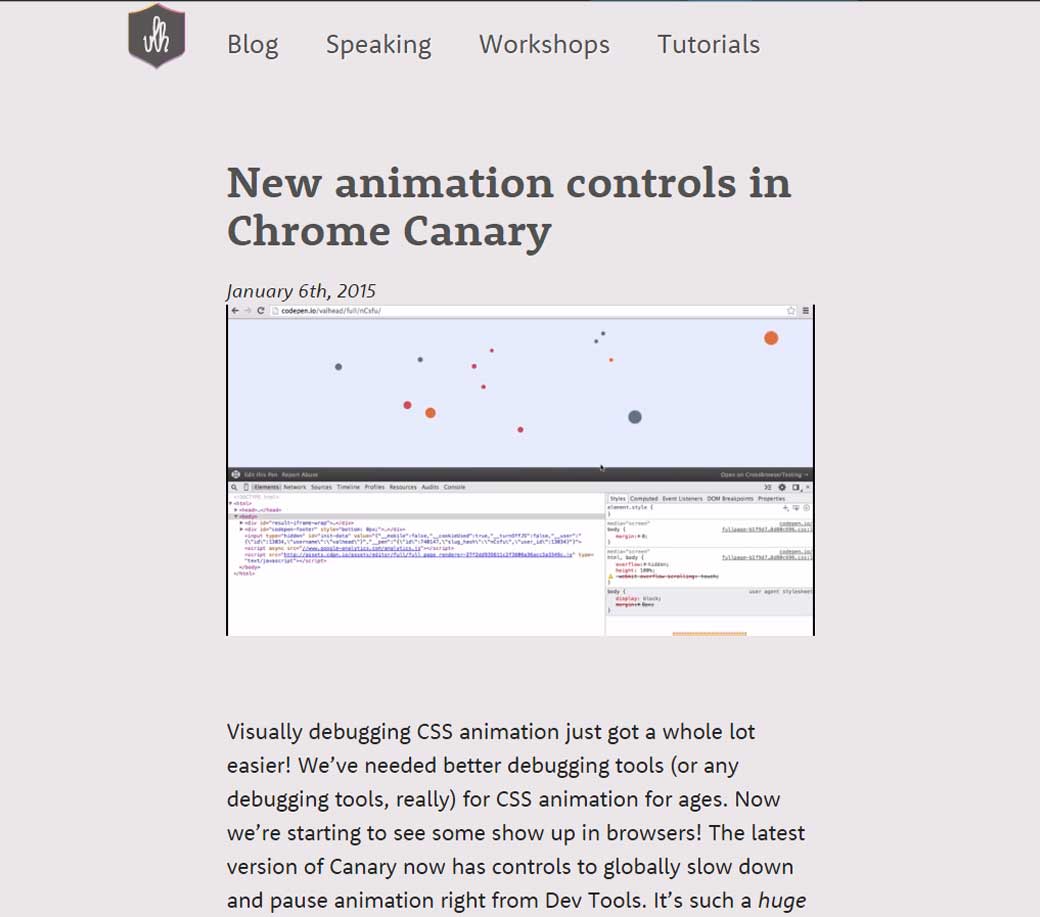 New animation controls in Chrome Canary quick