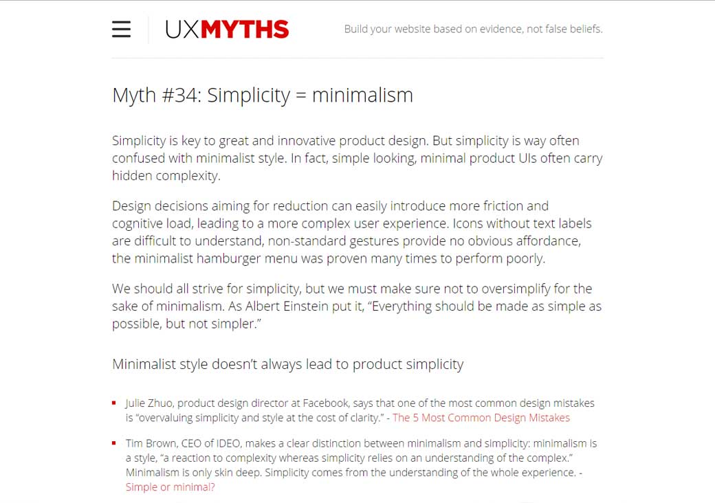 Myth #34: Simplicity = minimalism