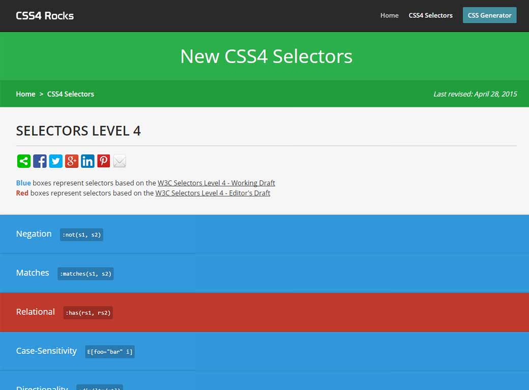 New CSS4 Selectors