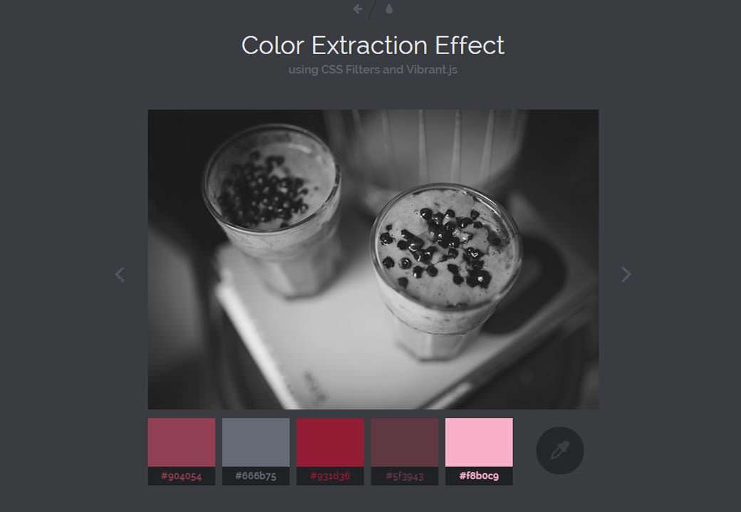 Color Extraction Effect using CSS Filters and Vibrant.js