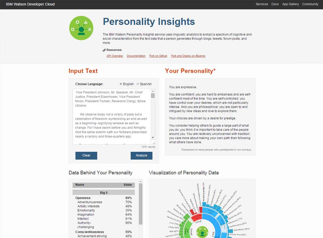The IBM Watson Personality Insights