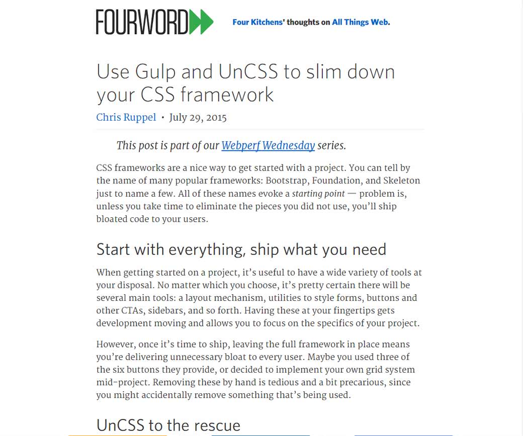 Use Gulp and UnCSS to slim down your CSS framework