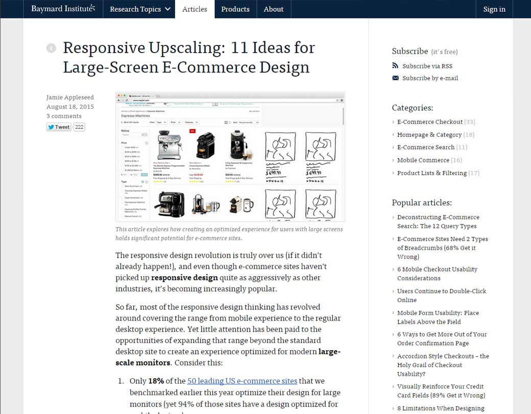 11 Ideas for Large-Screen E-Commerce Design