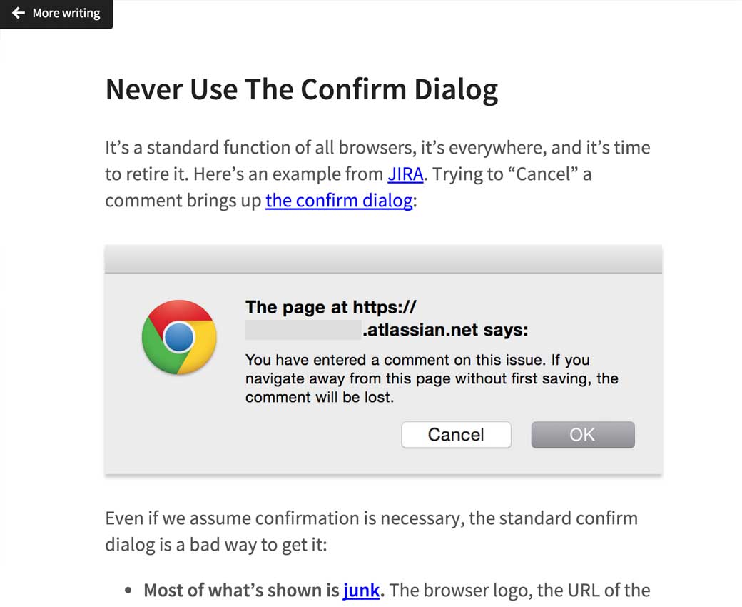 Never Use The Confirm Dialog
