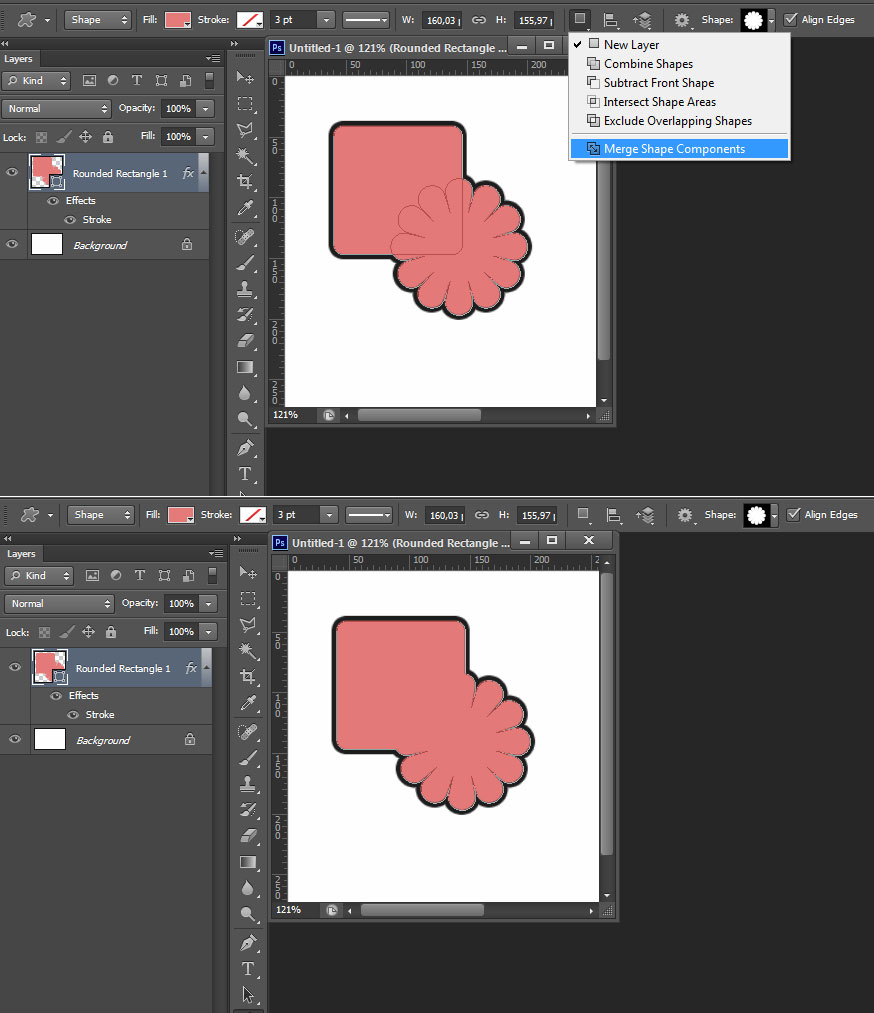 Photoshop CS6 quick tip : Merge Shape Components