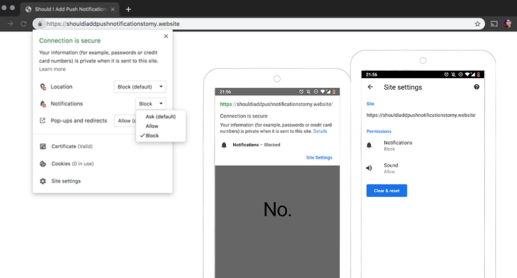 screenshot of permissions in chrome desktop and mobile