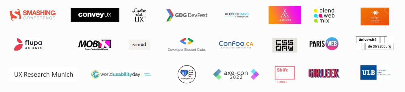 Logos of the conferences and schools I collaborated with
