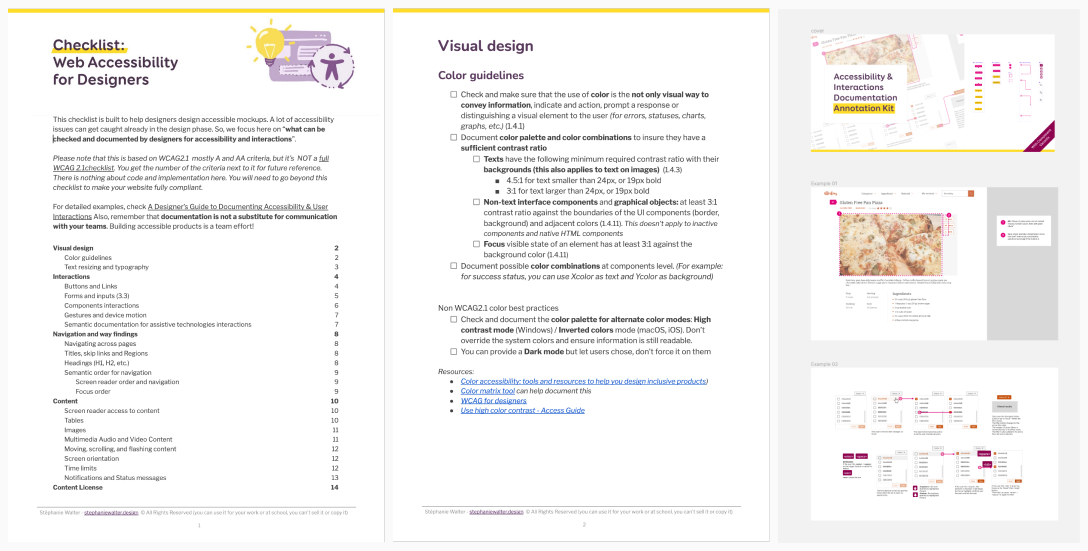 Preview of 2 pages of the checklist and of the annotation kit