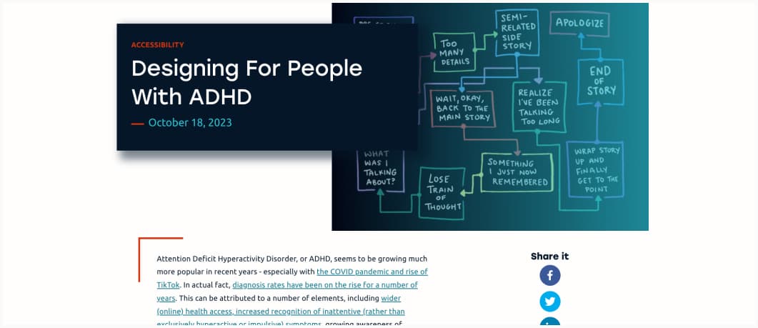 Screenshot of the article Designing for People with ADHD